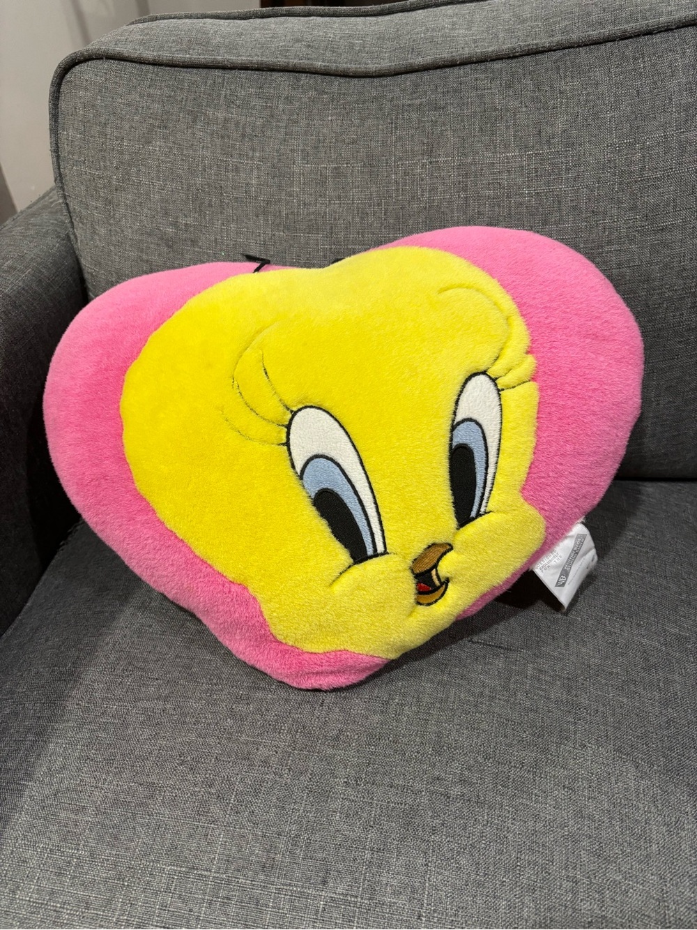Warner Bros. Tweety Heart Plush Pillow - Pink and Yellow